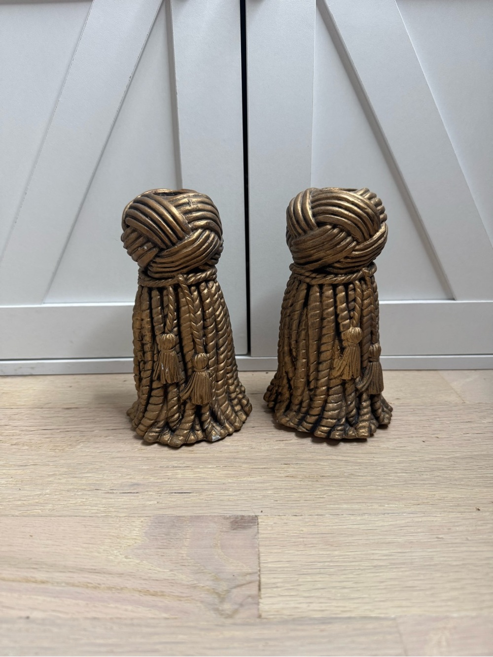 Vintage Hollywood Regency Dorothy Draper Style Rope-Tassel Candle Holders